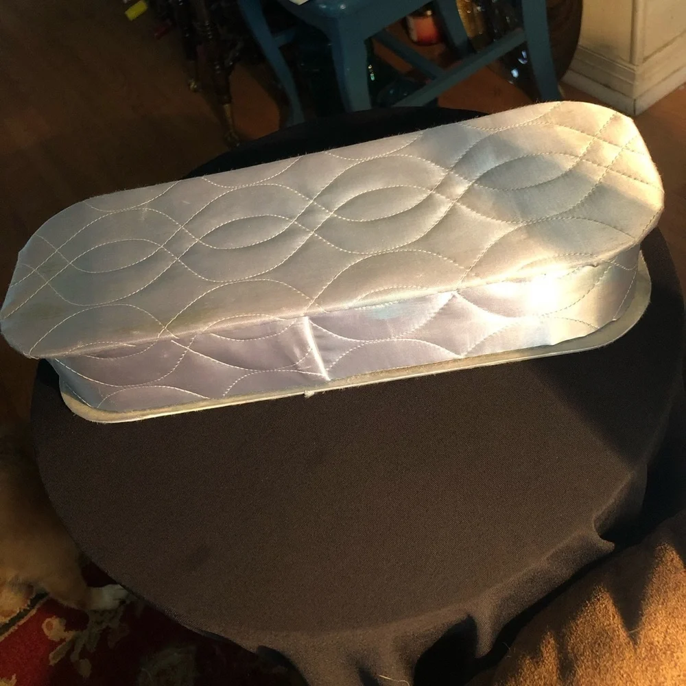 Vintage Quilted Blue Satin Glove Box